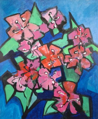 Acryl schilderij, Maya Wildevuur, Boeket